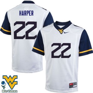 Men's West Virginia Mountaineers NCAA #22 Jarrod Harper White Authentic Nike Stitched College Football Jersey VV15Z64KO